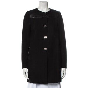 SANDRO Black WOOL Coat Jacket with Silver TURNLOCK Buttons